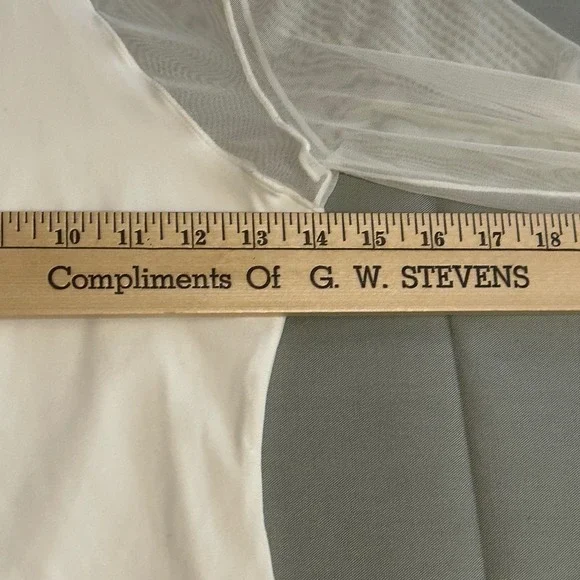 White Bodysuit Sheer Mesh Long Sleeve Mock Neck Top Womens size small - Picture 10 of 12